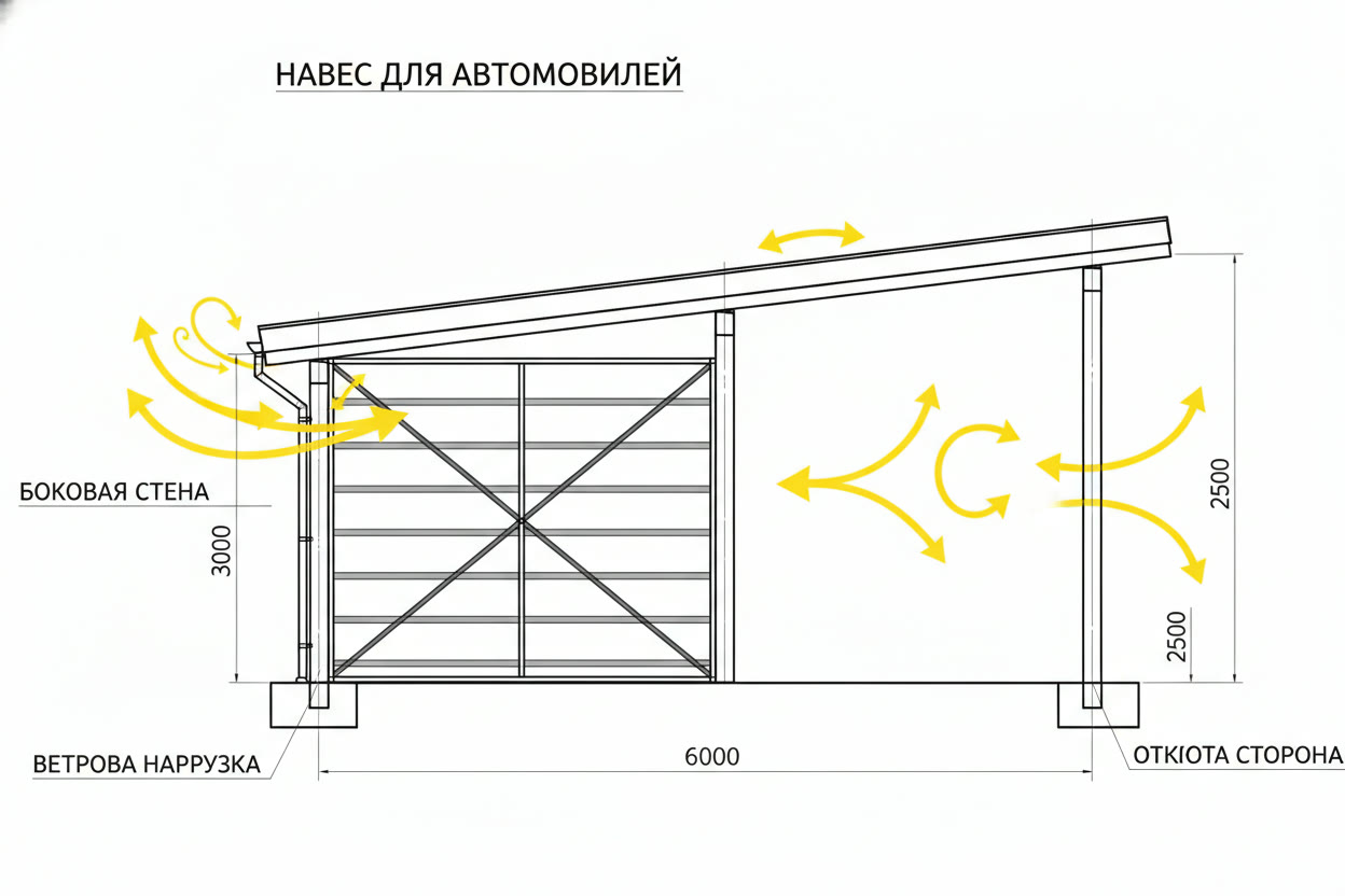 Ветровая нагрузка и связи каркаса